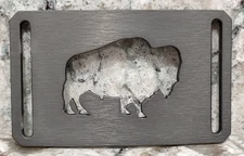 GRIP6 BELT BUCKLE - BISON / AMERICAN BUFFALO - GUNMETAL GRAY - 1.5 INCH WIDE
