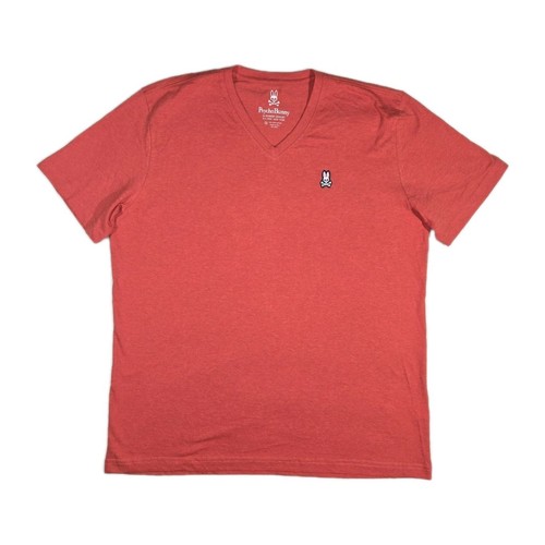 Psycho Bunny Short Sleeve V Neck T Shirt Red Mens Size 6 Pima Cotton