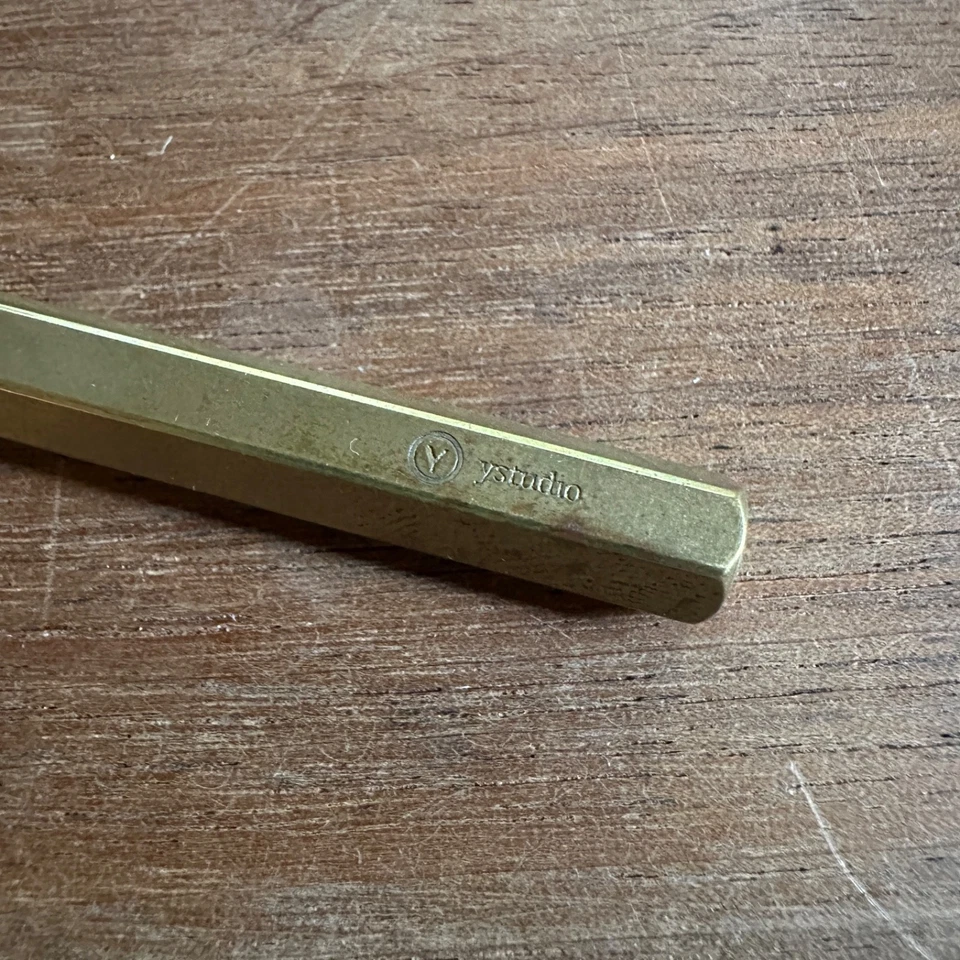 Винтажная тонкая латунная шариковая ручка Ystudio 5 дюймов - Изображение 2 из 4