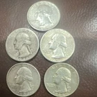 Lot # G of 5 90% Silver Washington Quarters 1946 1954 1954 1957 1964 Circulated