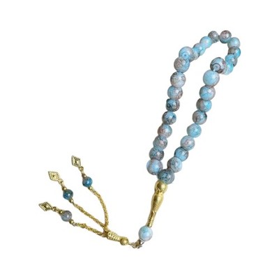Sleek Black Glass Islamic Tasbih 33 Bead Rosary for Daily Prayer and Meditation