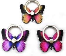 3 Pack of Butterfly Phone Ring Holder Set for iPhone,Cute Pink,Purple,Yellow