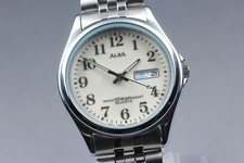 Vintage 1999 Top MINT w/Tag Seiko ALBA V733-7A70 KANJI Mens Qz Watch JAPAN