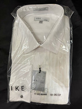 IKE BEHAR 18 36/37 White Pleated Tuxedo Shirt Regular Collar