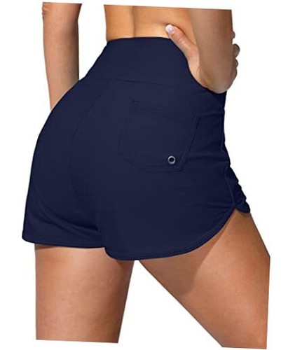 Women's Swim Shorts with Pockets High Waisted Tummy Control Board Medium Navy