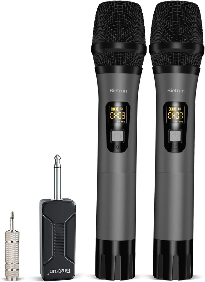 Dynamic UHF Wireless Microphone Set with Rechargeable Receiver - Metal Design - Image 3 of 4