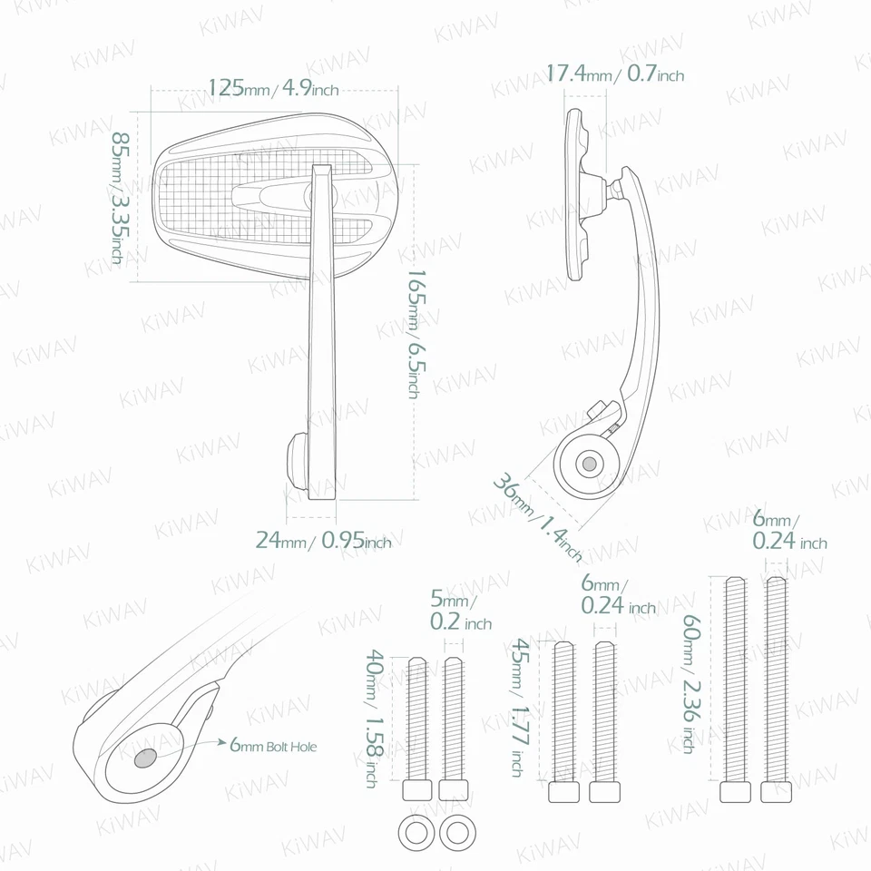 Slim bar end mirror real carbon fiber 5mm bolt fits Thruxton 04-08 Scrambler - Imagem 2 de 4