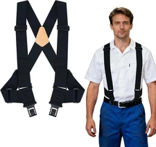 MELOTOUGH Belt Clip Suspenders For Men Heavy Duty, Outback Side Black 