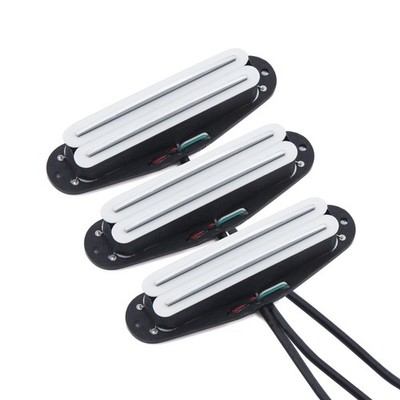 FLEOR SSS Guitar Alnico 5 Hot Dual Rail Mini Humbucker N+M+B White Pickup Set