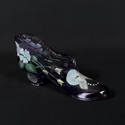 Fenton Glass 95th Anniversary Hand Painted Purple Boot Shoe Signed