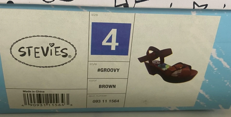 Steve Madden Stevies Groovy Sandals Girls Size 4 Brown Strap Faux Leather  - Image 3 of 4