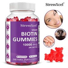 Biotin 10000mcg Gummies For Hair,Skin,Nails,Strawberry Flavor 60 Gummy