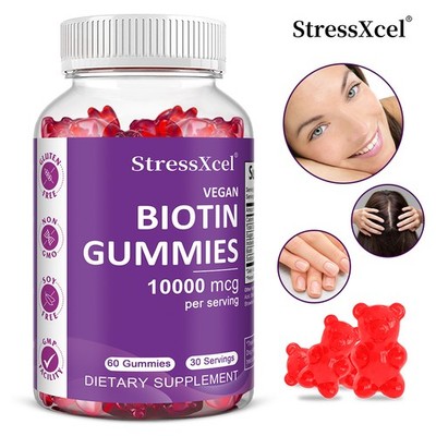 Biotin 10000mcg Gummies For Hair,Skin,Nails,Strawberry Flavor 60 Gummy