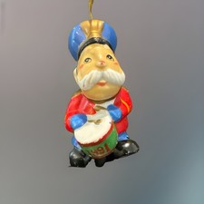 VTG Christmas Ornament Toy Soldier Ceramic Hand Painted Drummer 90s 3”