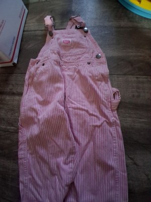 Key Girls Pink Stripe Railroad Overalls Size 2t