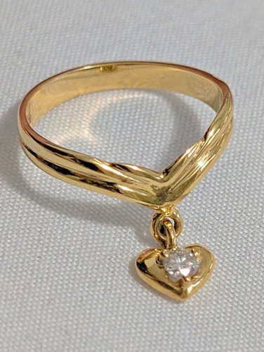 Natürlicher Diamant Herz Charm Ring in 14kt Gelbgold Gr.6 - Bild 1 von 9
