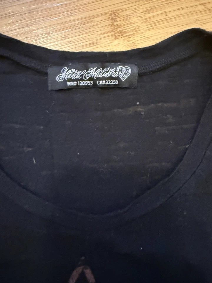 Camiseta sin mangas Metal Mulisha Burnout para mujer talla S pequeña negra rosa Moto Grunge Y2K Foto 2 de 4
