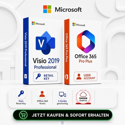 Office 365 Pro Plus lebenslanges Konto 5 Geräte + Visio 2019 Pro Retail Key