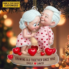 Custom Funny Couple Christmas Ornament 2025, Growing Old Together Ornament