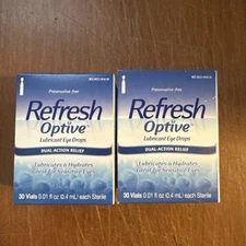 Lot Of 2 Refresh Optive Eye Drops Preservative Free 30 Vials EXP 11/25