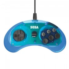 Retro-Bit Official USB Controller 6-Button for Sega Genesis Mini, PC/Mac- Blue