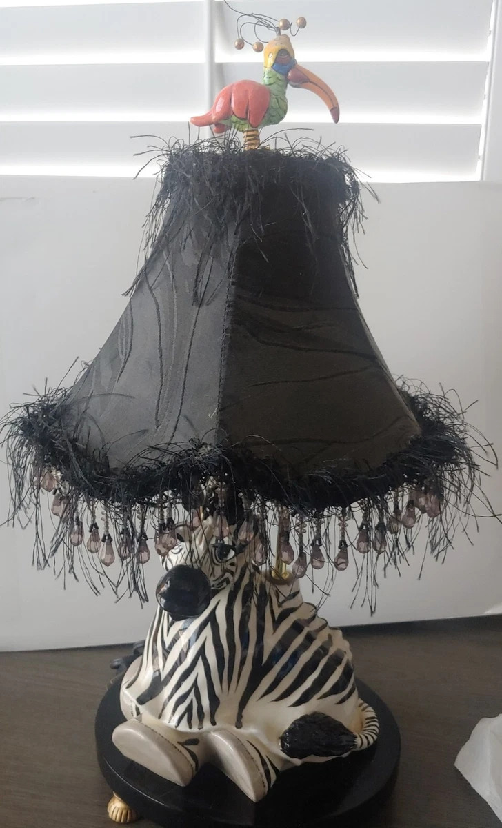 Linda Corneille SWAK Ceramic Tree Tips Zebra Table Lamp w Top