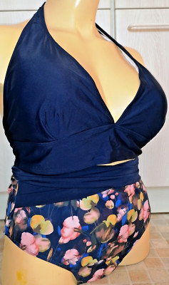 Bikini Damen Größe XXXL Marke Cupshe Neu mit Etikett Blau mit Blumenmuster