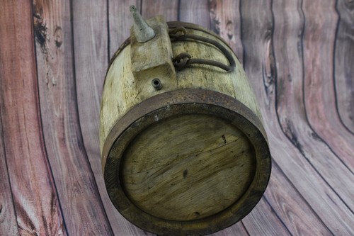 1800's ANTIQUE HUGE WOODEN VESSEL CANTEEN KEG RUM WHISKEY BARREL WROUGHT IRON - Picture 9 of 12