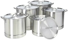 10 Pcs Aluminum Stock Pot Set With Steamer, 24,32,40, 52, 60 Quarts