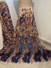Multicolor Embroidery Sequins Lace Fabric 50  Width 1 Yard