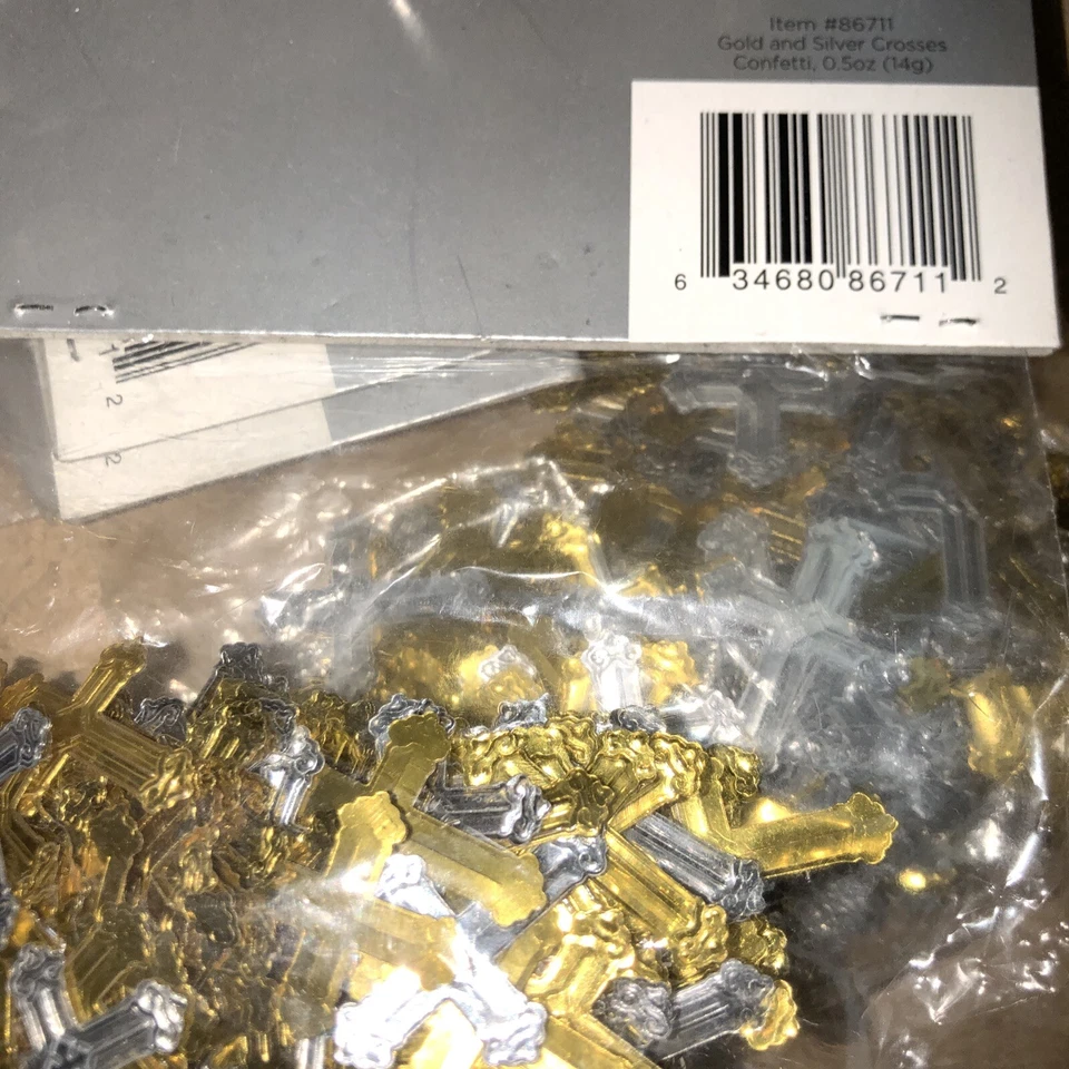 Oro Plata Cruz Santa Comunión Bautizo Funeral Mesa Confeti Decoraciones Foto 4 de 4