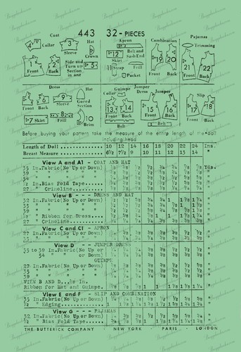 1920's Patsy Doll Clothes sewing pattern - 20 inches - Picture 2 of 2