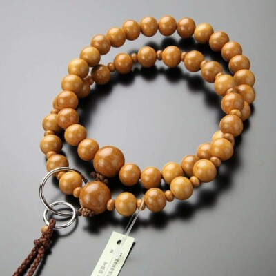 Jodo shu Buddhist Mala Juzu 108 Prayer Beads Japan Kyoto Ume Plumwood Silver New
