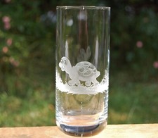 Longdrinkglas mit s&uuml;&szlig;em Schildkr&ouml;tenmotiv Schildkr&ouml;te Echt Handgeschliffen