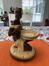 Vintage 1953 Universal Statuary Kneeling Woman Statue Figure Ashtray / Card Tray