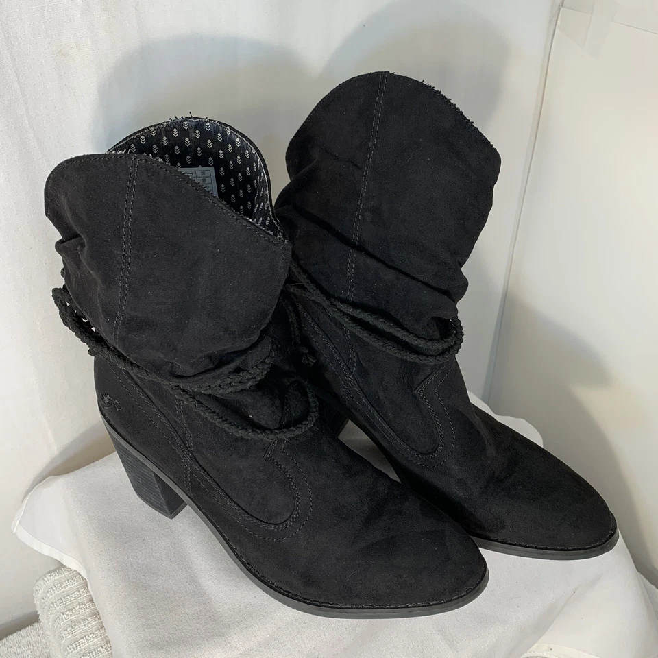 Rocket Dog 10M Sheriff Cowboy Boots Black Western Pull On Womens Slouch Suede - Image 2 of 4