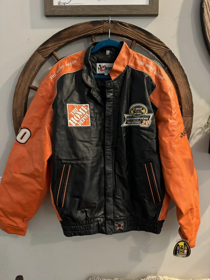 Chaqueta de cuero vintage Home Depot Tony Stewart 2005 Champion XL NASCAR nueva con etiquetas Foto 3 de 4