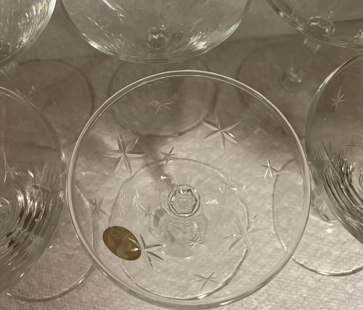 Vintage Sasaki Japan Star Etched Mini Martini Glasses Set of