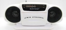 SUNTONE AM FM White Mini Boom Box Radio 7.5" x 3.5" Model RR2500.