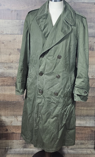 Vintage OG 107 Overcoat Men's MEDEUM Green Belted 1950s Military Army Trench