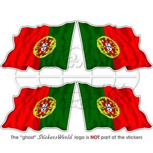 Portugal wehende Flagge PORTUGIESISCH Fahne 50 mm Vinyl Sticker Aufkleber x4