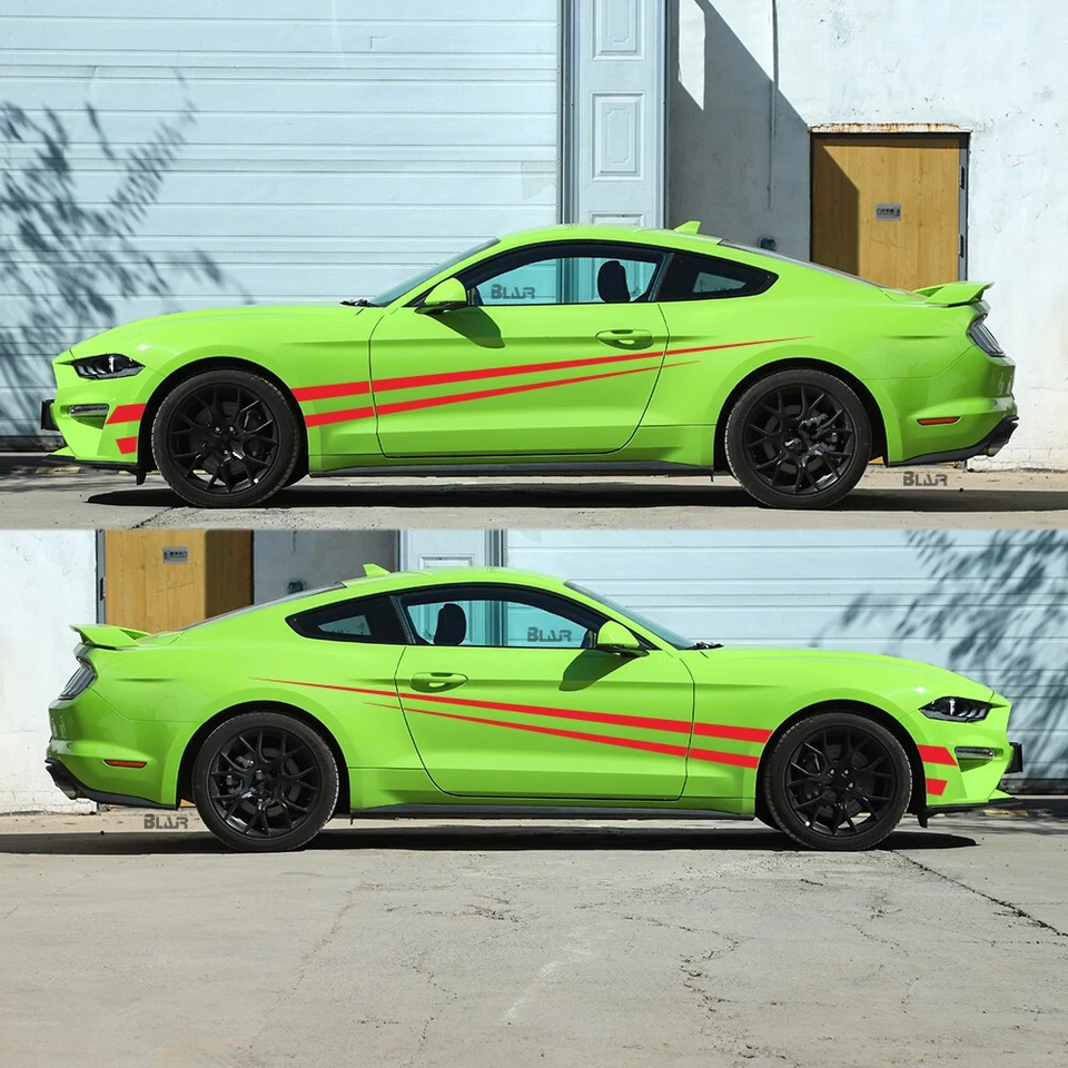 Car Stickers Racing Stripes Sport Red Vinyl Decals Set for Side Body Decoration - Image 3 of 4