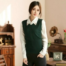 Lady Knitted Jumper Vest Waistcoat V-neck Tops Pullover Sleeveless Slim Sweater