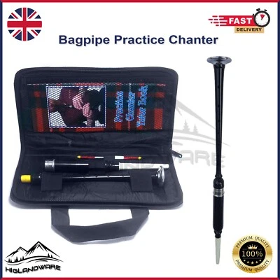 HW Black Rosewood Highland Bagpipe Learning Practicing Chanters With Reeds & Bag