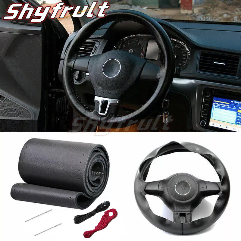 Genuine-Leather DIY Car-Steering-Wheel Cover Anti-slip For-15\
