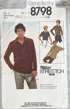 1970's Simplicity Men's Pullover Top Pattern 8798 Size 40-44 UNCUT