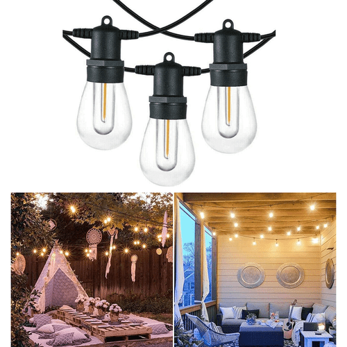 48ft Outdoor String Lights Waterproof Commercial Patio Plastic Fairy Light Bulbs - Picture 3 of 12