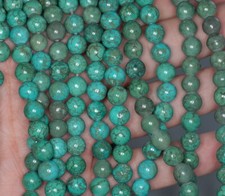 7 - 8MM TURQUOISE GEMSTONE ROUND LOOSE BEADS 15.5"