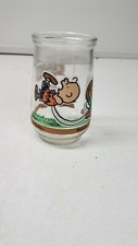 RARE Welch's Peanuts Jelly Jar Glass #4 IT'S KICK OFF TIME Charlie Brown Snoopy 