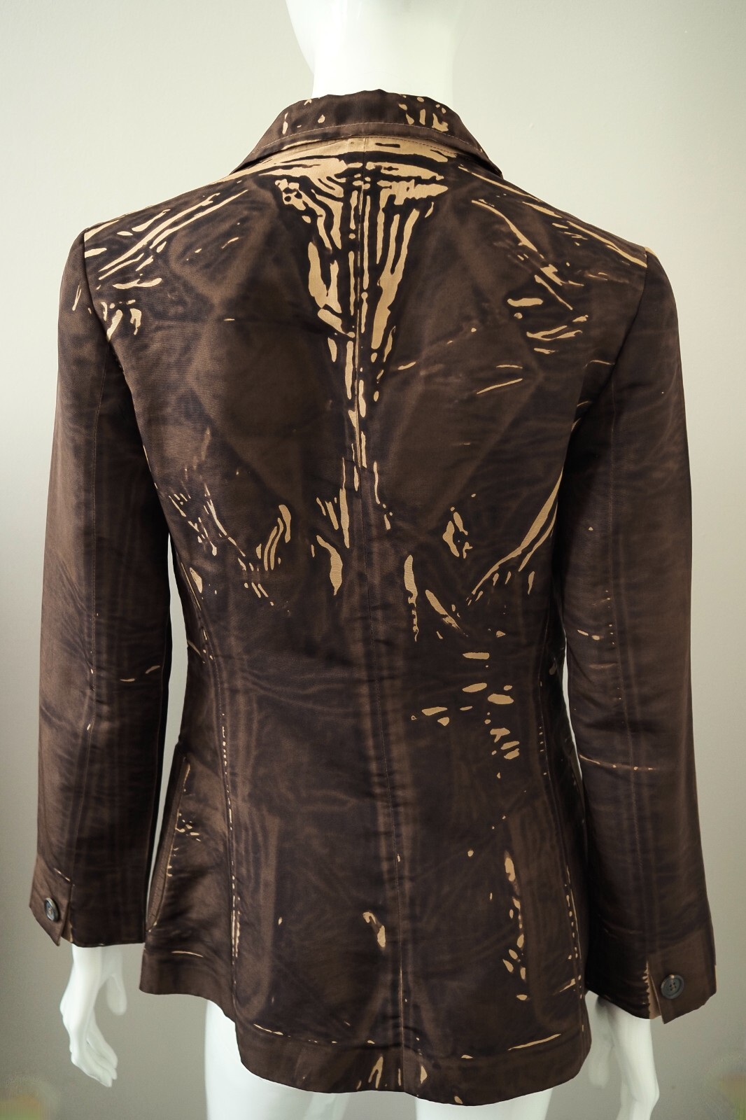 PRADA vintage acid bleached brown silk blazer jacket rare IT42 UK10 image 4